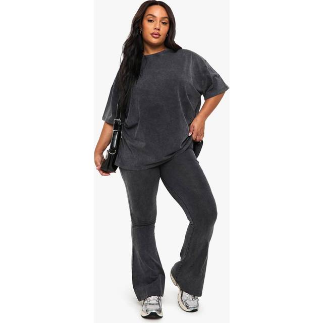Womens Plus Acid Wash Flared Legging - Grey - 24, Grey