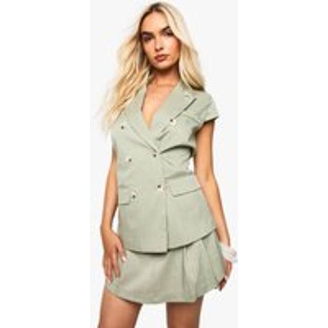 Womens Foldover Pleated Tailored Skort - Green - 16