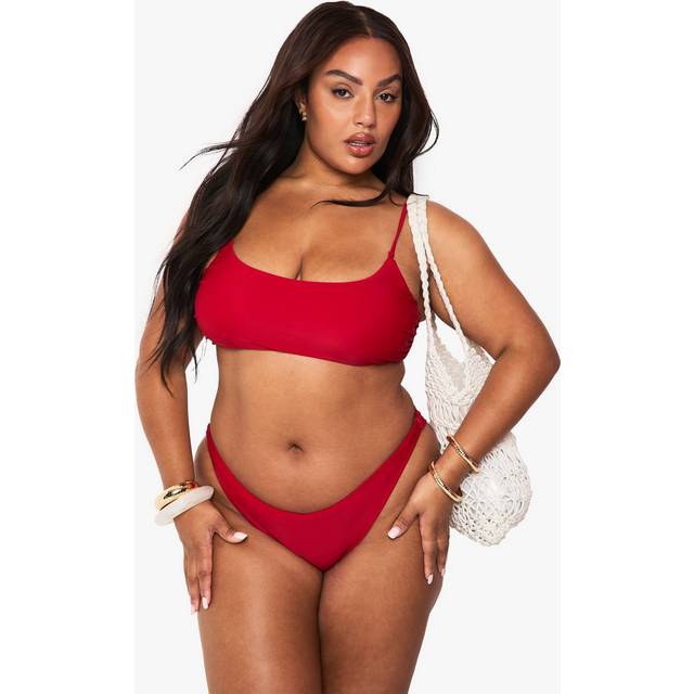 Womens Plus Swimwear Essentials Crop Bikini Top - Red - 24