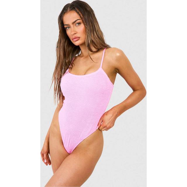Womens Premium Crinkle Strappy Swimsuit - Pink - 12, Pink