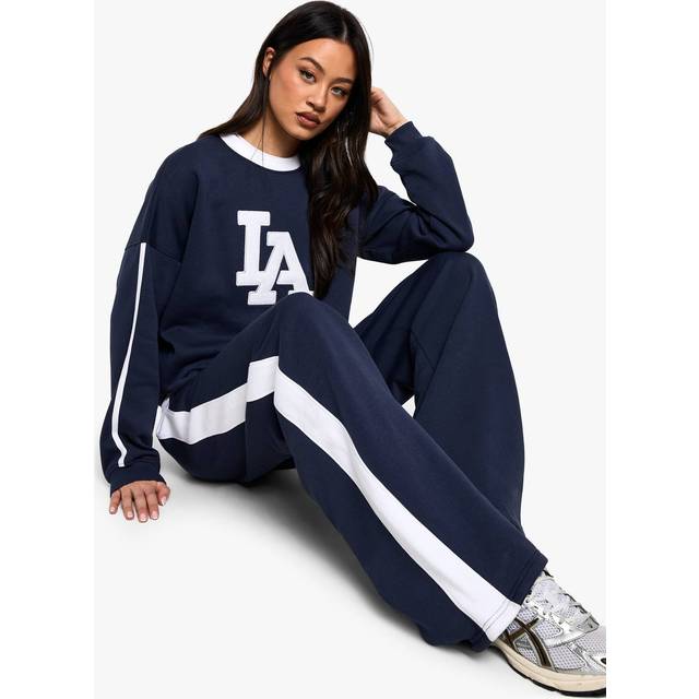 Womens Tall Side Stripe Panel Wide Leg Jogger - Navy - S, Navy