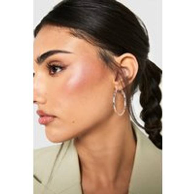 Womens Silver Embellished Large Hoop Earrings - Grey - One Size, Grey
