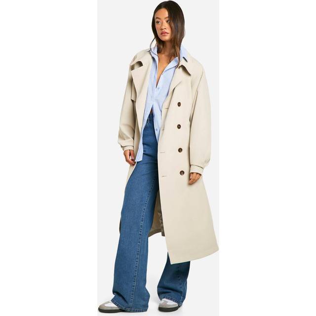 Womens Tall Oversized Raglan Sleeve Trench Coat - Beige - 14, Beige