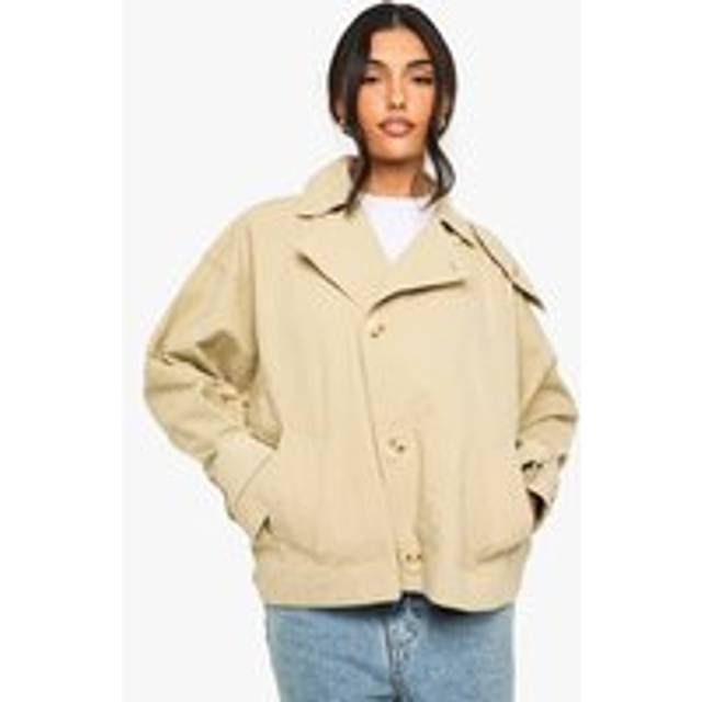 Womens Short Asymmetric Trench Coat - Beige - 10, Beige
