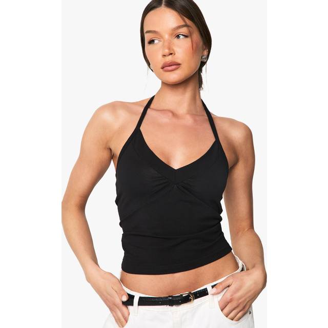 Womens Cotton V Neck Vest Top - Black - 12