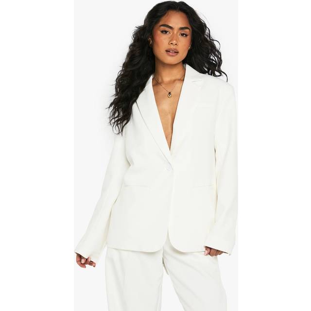 Womens Tailored Woven Occasion Single Breast Blazer - White - 8