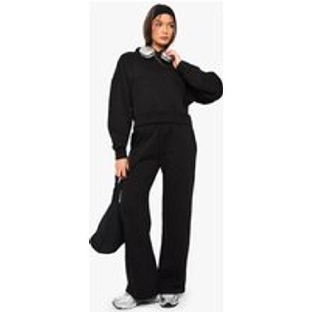 Womens Pintuck Detail Deep Waistband Wide Leg Jogger - Black - Xl, Black