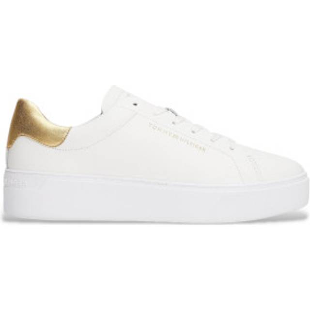Tommy Hilfiger for woman. FW0FW08756 Leather tennis shoes white (36), 3 to 5 cm, Laces, Casual