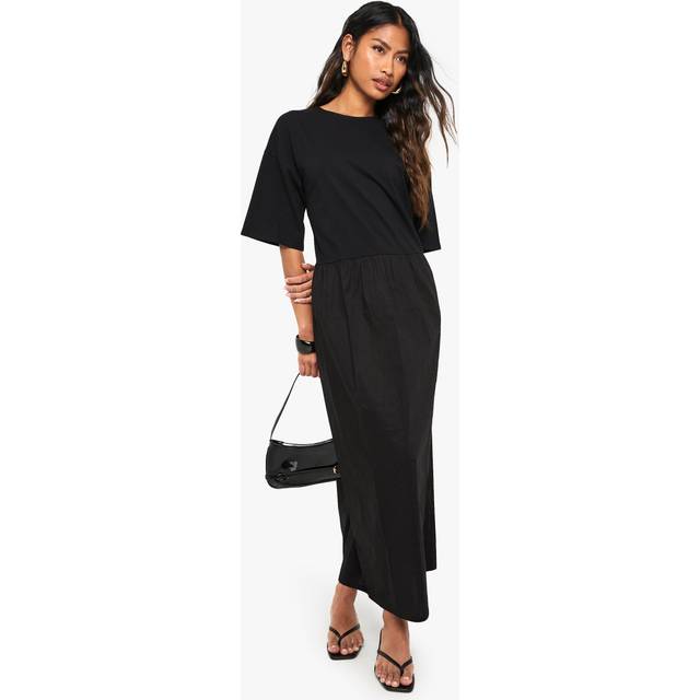 Womens Jersey Cotton Mix Smock Dress - Black - 12