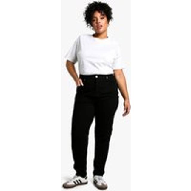 Womens Plus High Waist Mom Jeans - Black - 22