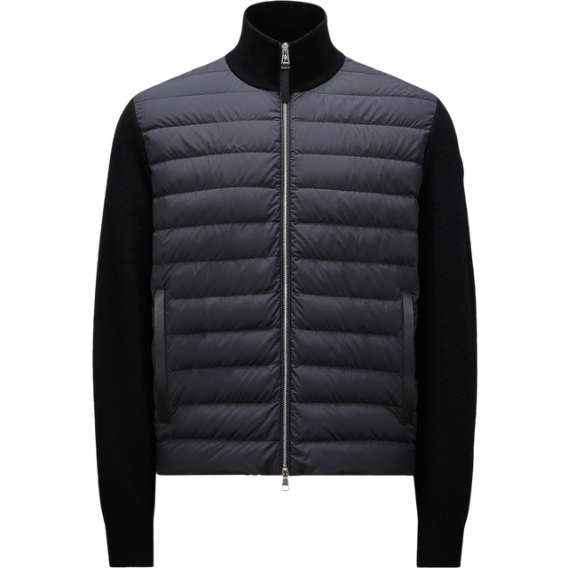 MONCLER COLLECTION Padded Wool & Cashmere Zip-Up Cardigan, Men, Black, Size: M