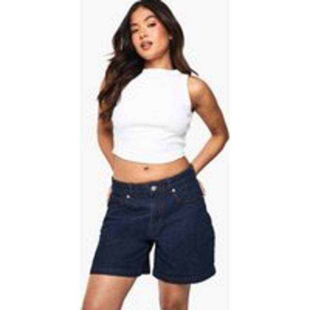Womens Petite Denim Boyfriend Short - Blue - 8