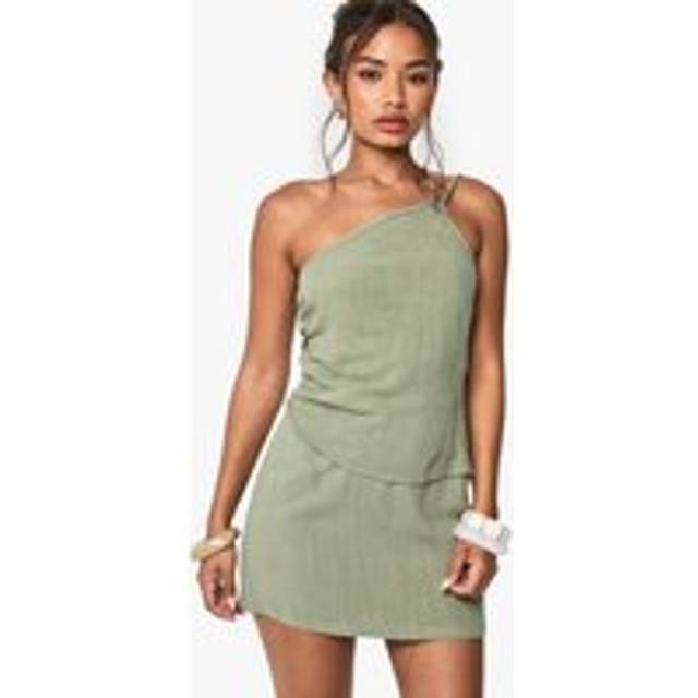 Womens Linen Look Mini Skirt - Khaki - 6