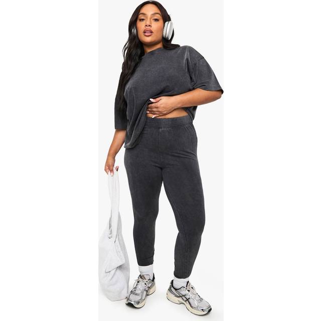 Womens PLUS ACID WASH HIGH WAIST LEGGING - Grey - 26