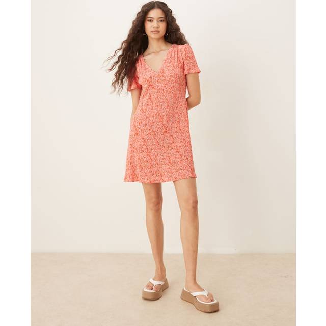 Mango Pomi Floral Mini Dress, Bright Red