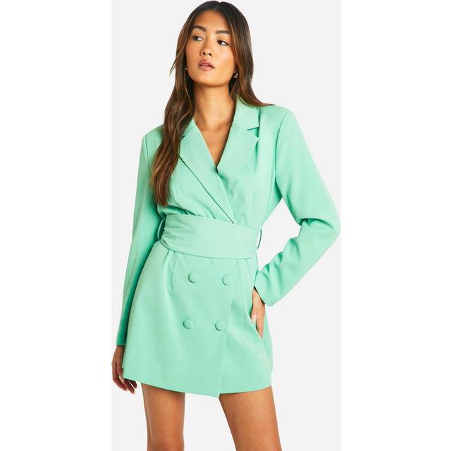 Womens Obi Tie Waist Tailored Blazer Dress - Green - 6, Green