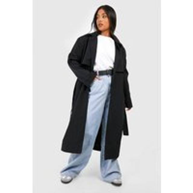 Womens Petite Nylon Shoulder Detail Trench Coal - Black - 10, Black
