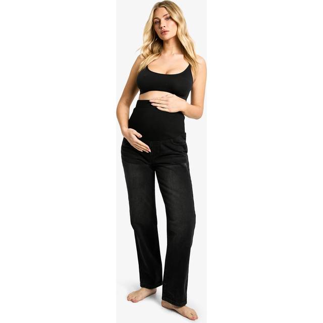 Womens Maternity Over The Bump Mom Jeans - Black - 10