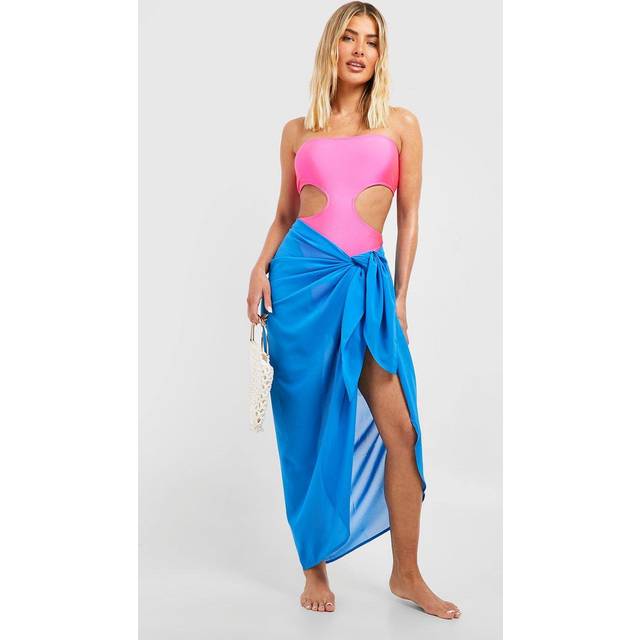 Womens Tie Knot Maxi Beach Sarong - Blue - M, Blue