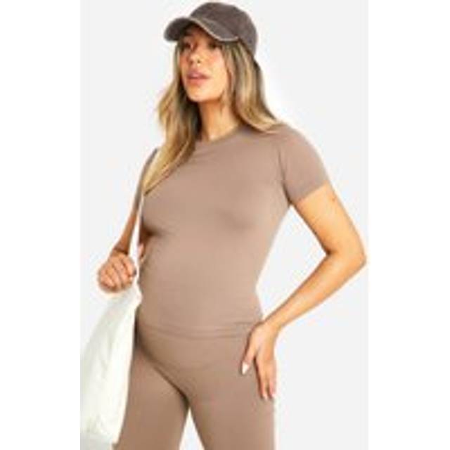 Womens Maternity Soft Touch Basic T-Shirt - Brown - S, Brown