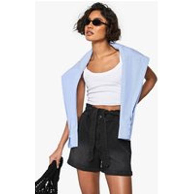 Womens Tall Paper bag Waist Denim Short - Black - 10