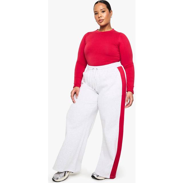 Womens PLUS SIDE STRIPE WIDE LEG JOGGERS - Red - 28