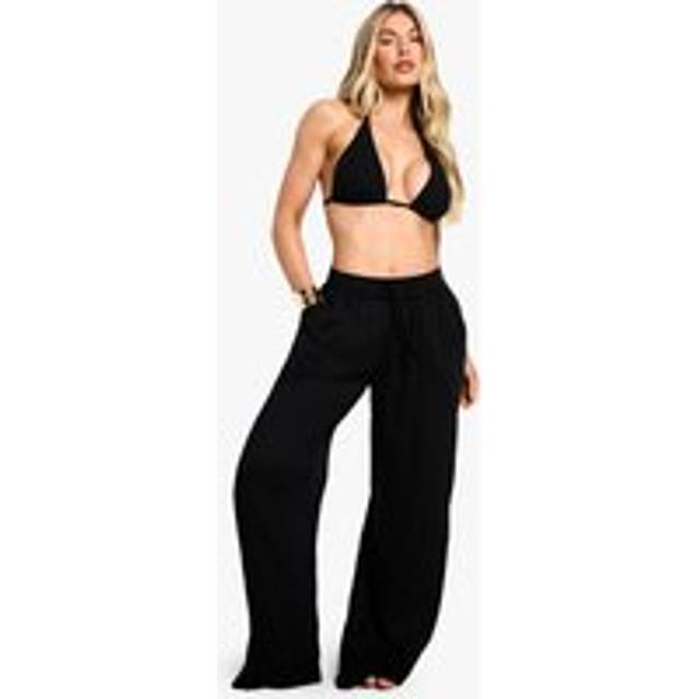 Womens Beachwear Essentials Wide Leg Trousers - Black - L