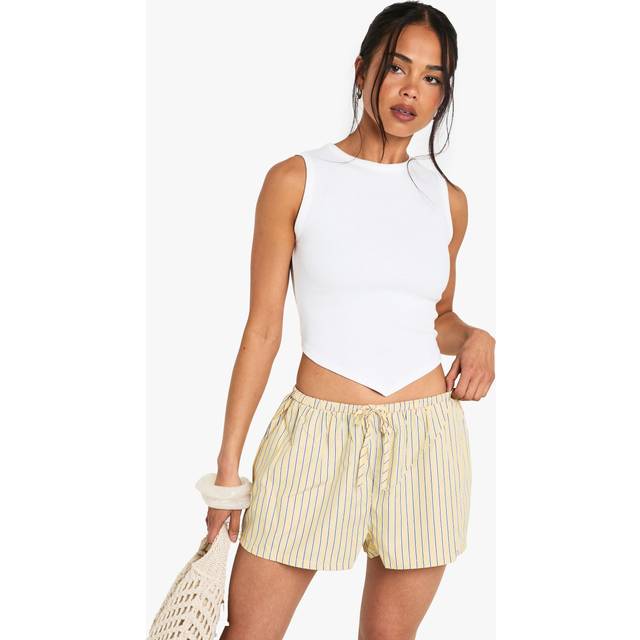 Womens Boohoo Basics Rib Pointed Hem Racer Neck Vest Top - White - 16