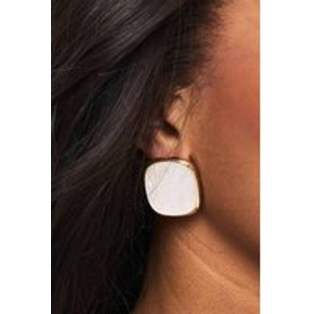 Womens Gold Pearl Statement Stud Earrings - One Size, Gold