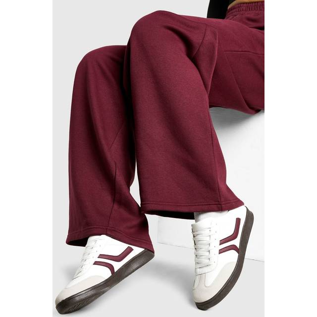Womens Contrast Stripe Brown Sole Trainers - Burgundy - 7