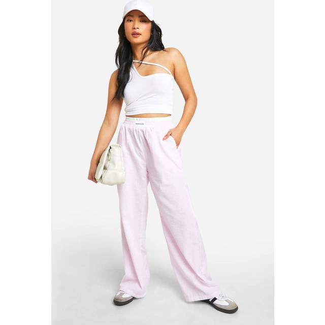 Womens Petite Contrast Waistband Pinstripe Trouser - Pink - 16