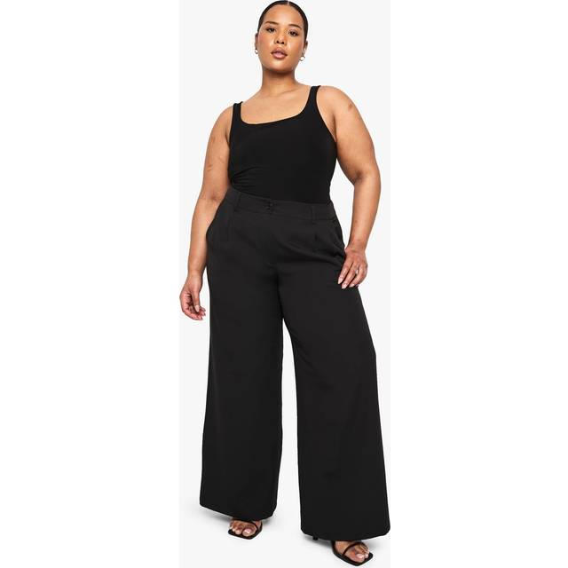 Womens Plus Woven Tailored Straight Leg Trouser - Black - 20