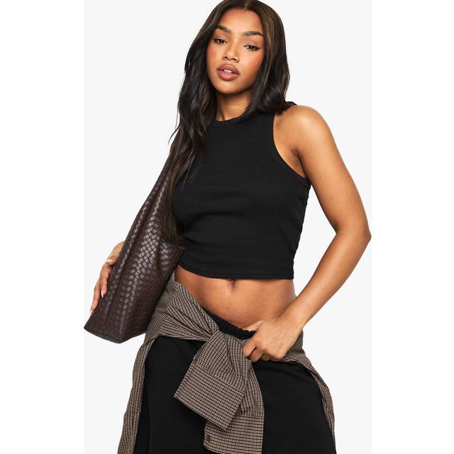 Womens Boohoo Basics Racer Neck Vest Top - Black - 6