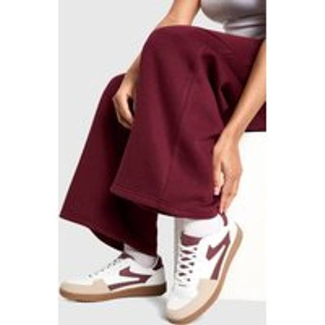 Womens Contrast Stripe Gum Sole Trainers - Burgundy - 3