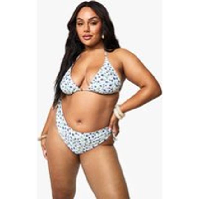 Womens Plus Ditsy Floral Beaded Triangle Bikini Top - Purple - 18, Purple