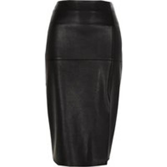 River Island Womens Black Faux Leather Side Split Pencil Skirt - 8
