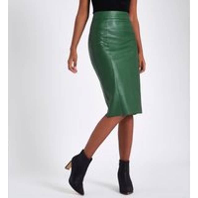 River Island Womens Green Faux Leather Pencil Skirt - 14