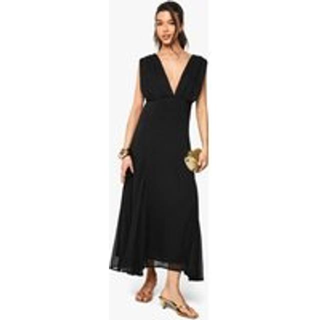 Womens Chiffon Angel Sleeve Split Detail Maxi Dress - Black - 12, Black