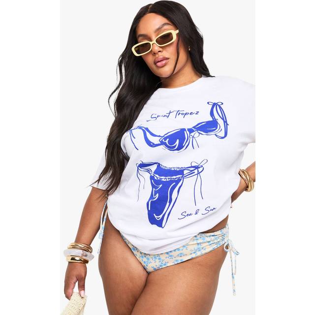 Womens Plus Saint Tropez Bikini Oversized T-Shirt - White - 28, White