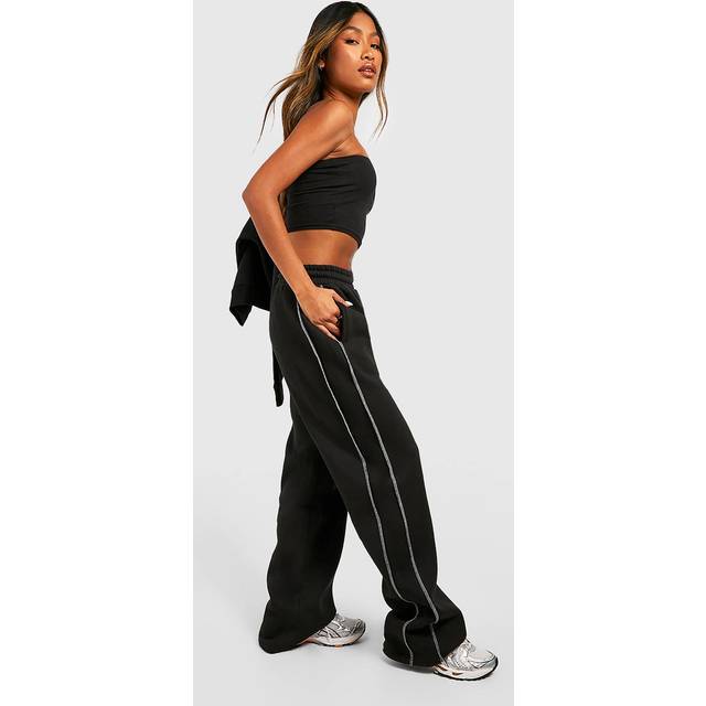 Womens Contrast Stitch Straight Leg Jogger - Black - L, Black