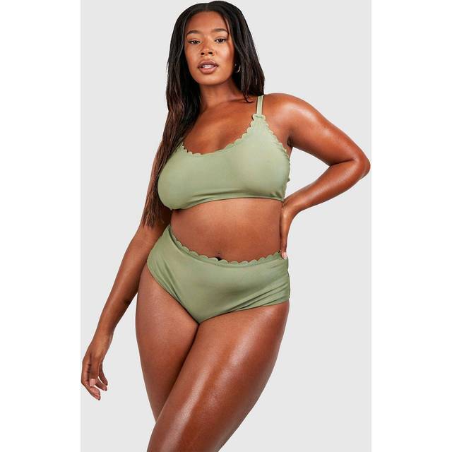Womens Plus Scallop Mix & Match Crop Bikini Top - Green - 22