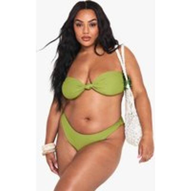 Womens Plus Knot Detail Bandeau Bikini Top - Green - 28, Green