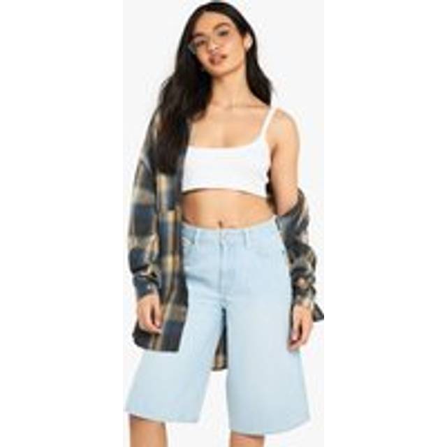 Womens Longline Denim Jort - Blue - 6, Blue