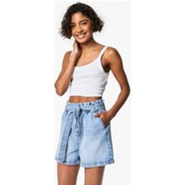 Womens Tall Paper bag Waist Denim Short - Grey - 16