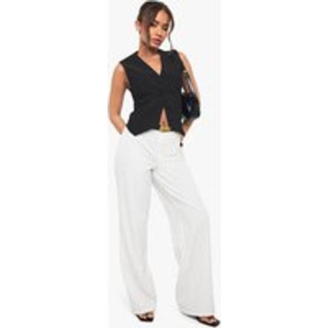 Womens Pinstripe Tailored Slim Flare Trouser - White - 10