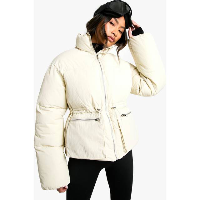 Womens Ski Toggle Detail Puffer Jacket - Tan - 10