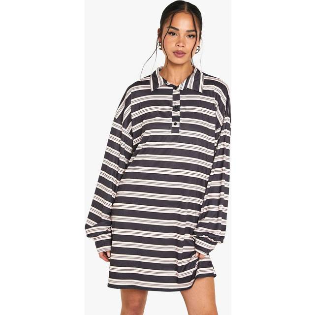 Womens Stripe T Shirt Dress - Navy - 16