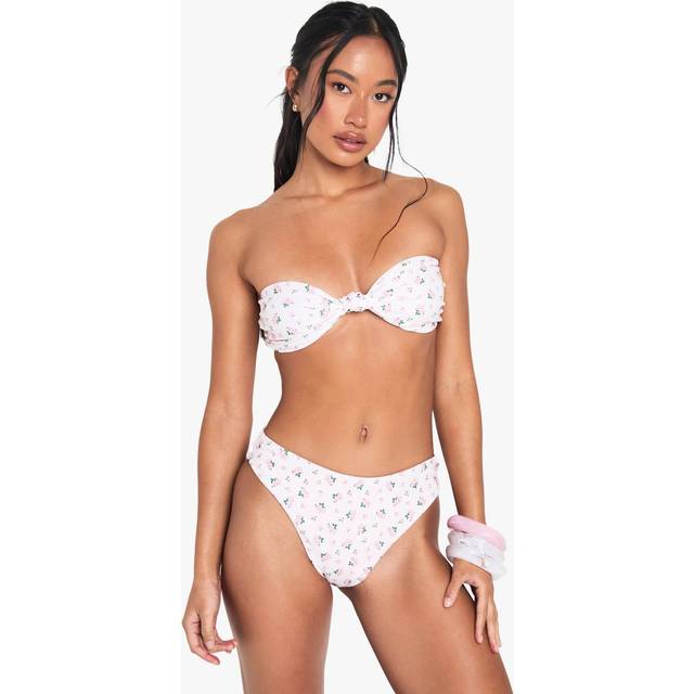 Womens Swimwear Essentials Ditsy Floral Knot Bandeau Bikini Top - Pink - 8, Pink