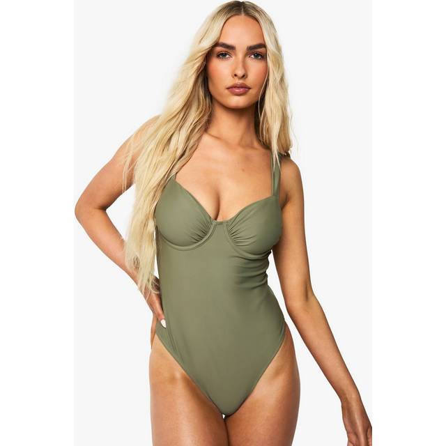 Womens Swimwear Essentials Fuller Bust Balcony Swimsuit - Green - 12, Green