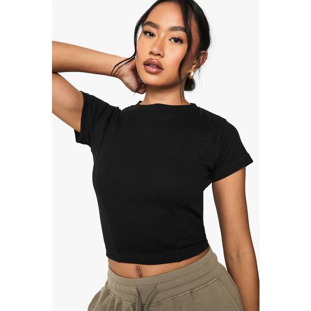 Womens Seam Detail Cap Sleeve Top - Black - 16